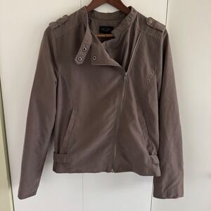 Y2K Inspired Be Cool Los Angeles Women Taupe Asymmetric Moto Jacket Size L